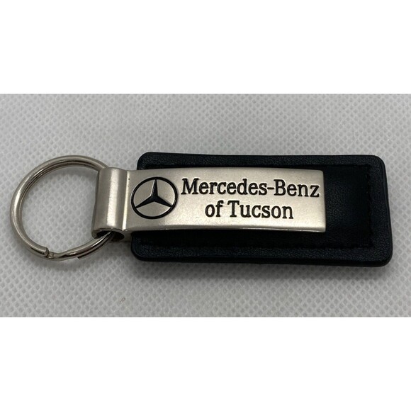Mercedes-Benz of Tucson Arizona‎ Keychain Keyring Silver Metal Black Leather - Picture 1 of 5